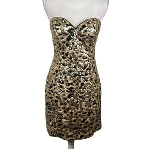 Milano Formals Black & Gold Sequin Special Occasion Prom Mini Dress Size 10